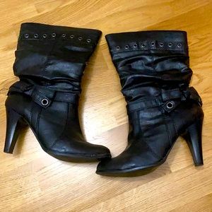 Paprika 13” high black 3.5” heel boots